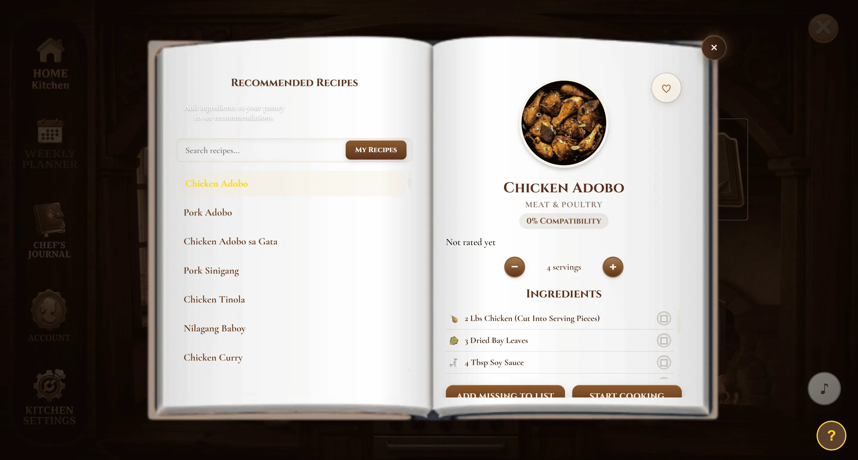 Lutopia recipe match screen